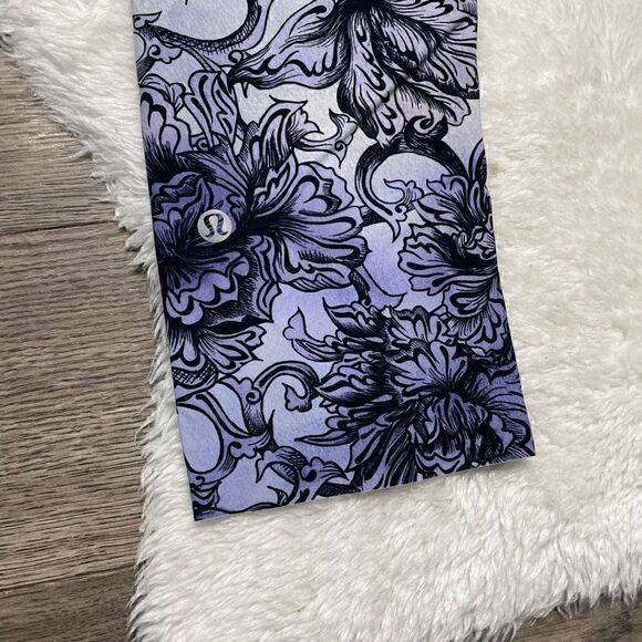Lululemon Fast Free Hanakotoba Starlight Crop Purple Floral Leggings Sz 6 Run - Picture 7 of 11